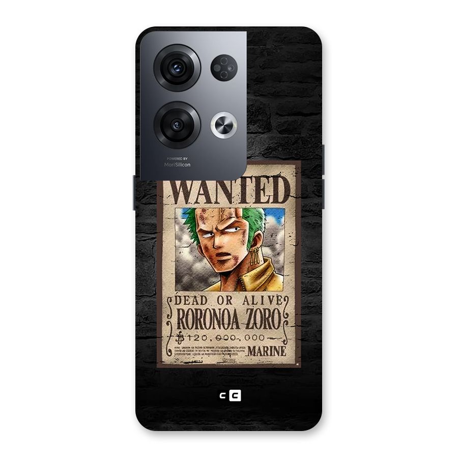Zoro Wanted Back Case for Oppo Reno8 Pro 5G