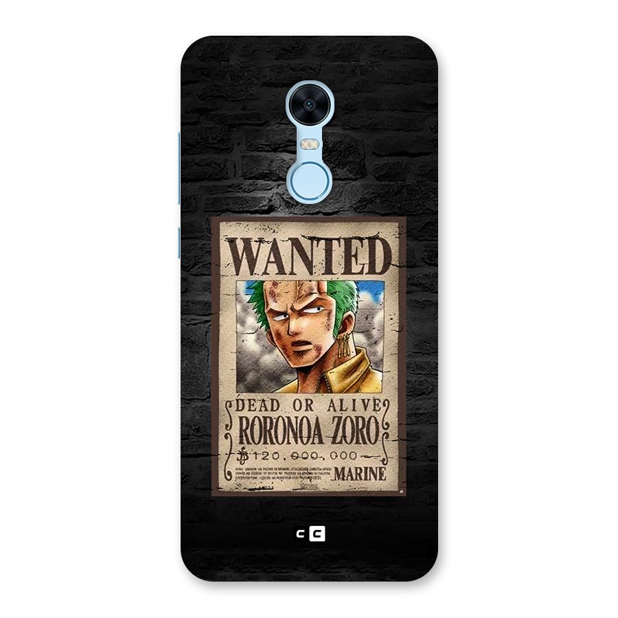 Zoro Wanted Back Case for Redmi Note 5