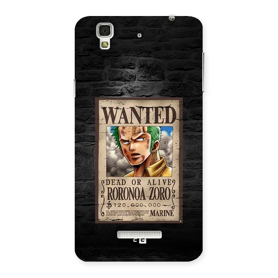 Zoro Wanted Back Case for YU Yureka Plus