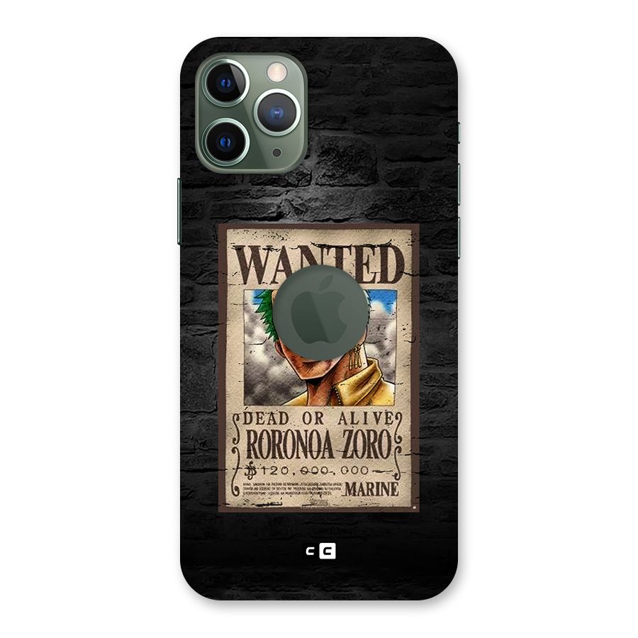 Zoro Wanted Back Case for iPhone 11 Pro Logo Cut
