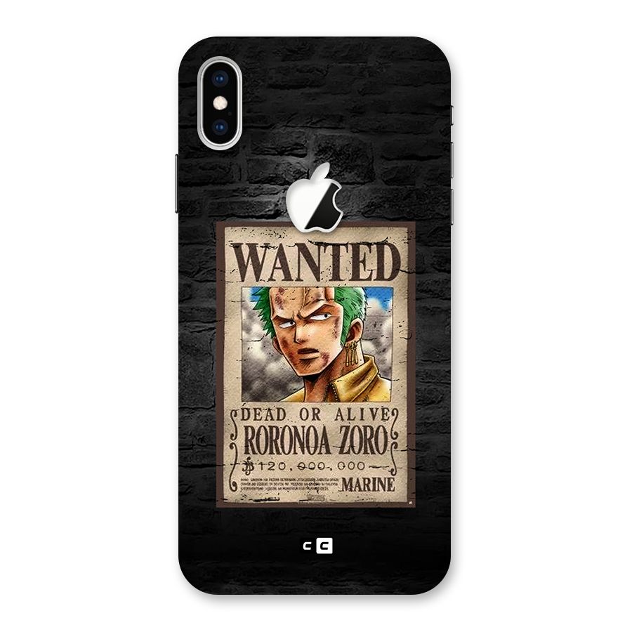 Zoro Wanted Back Case for iPhone XS Max Apple Cut