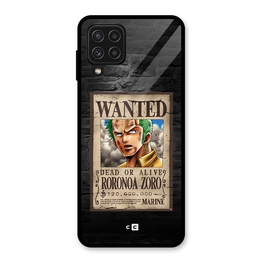 Zoro Wanted Glass Back Case for Galaxy A22 4G
