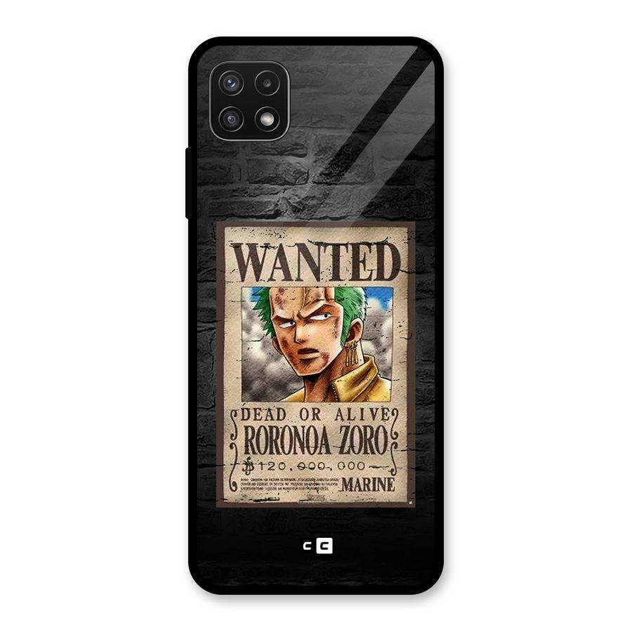 Zoro Wanted Glass Back Case for Galaxy A22 5G
