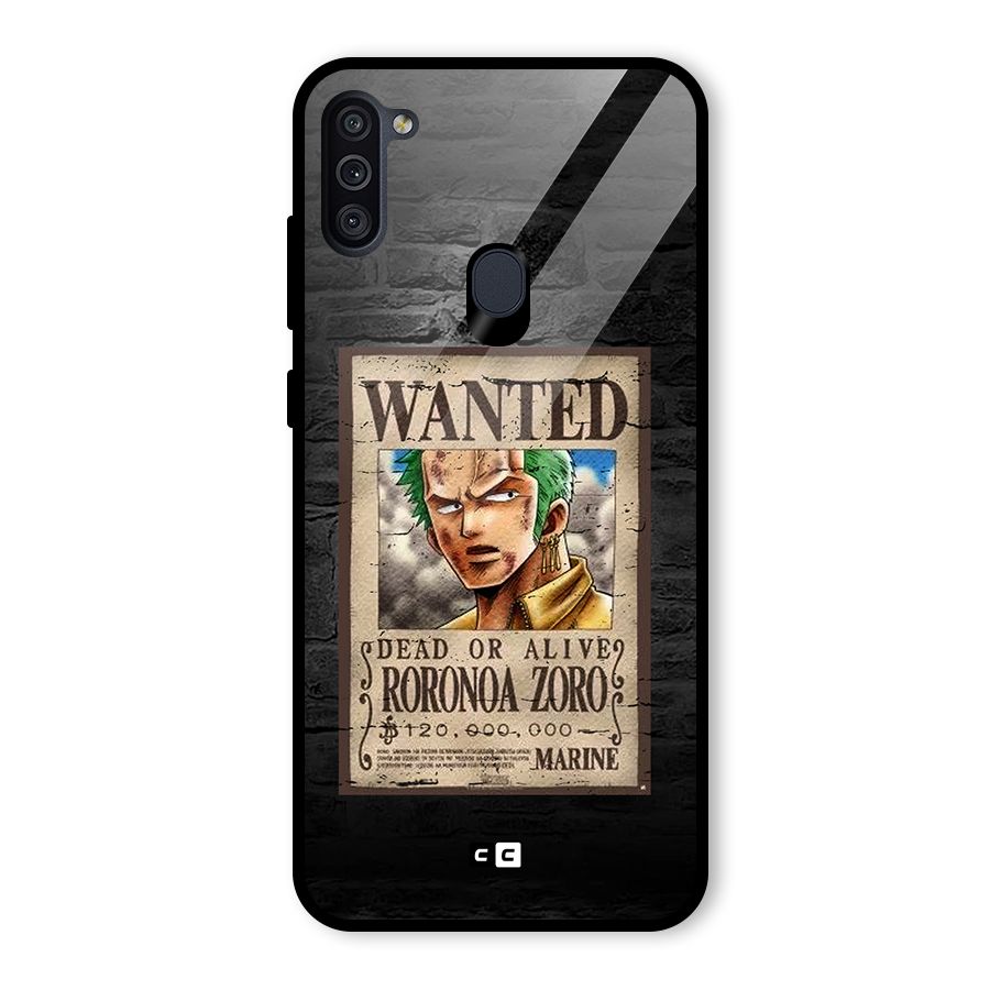 Zoro Wanted Glass Back Case for Galaxy M11