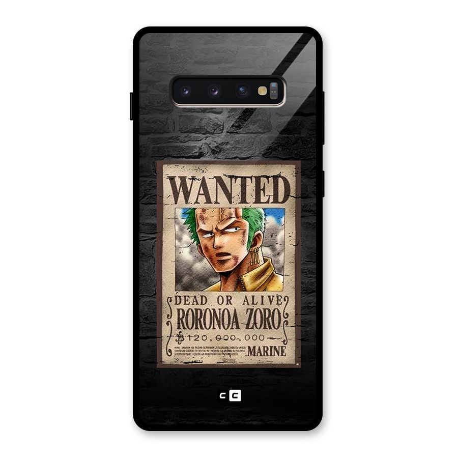 Zoro Wanted Glass Back Case for Galaxy S10 Plus