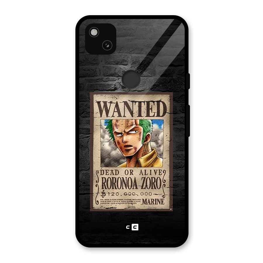 Zoro Wanted Glass Back Case for Google Pixel 4a