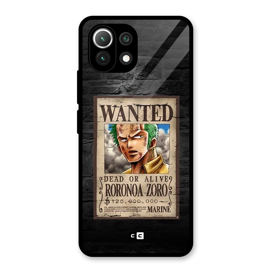 Zoro Wanted Glass Back Case for Mi 11 Lite