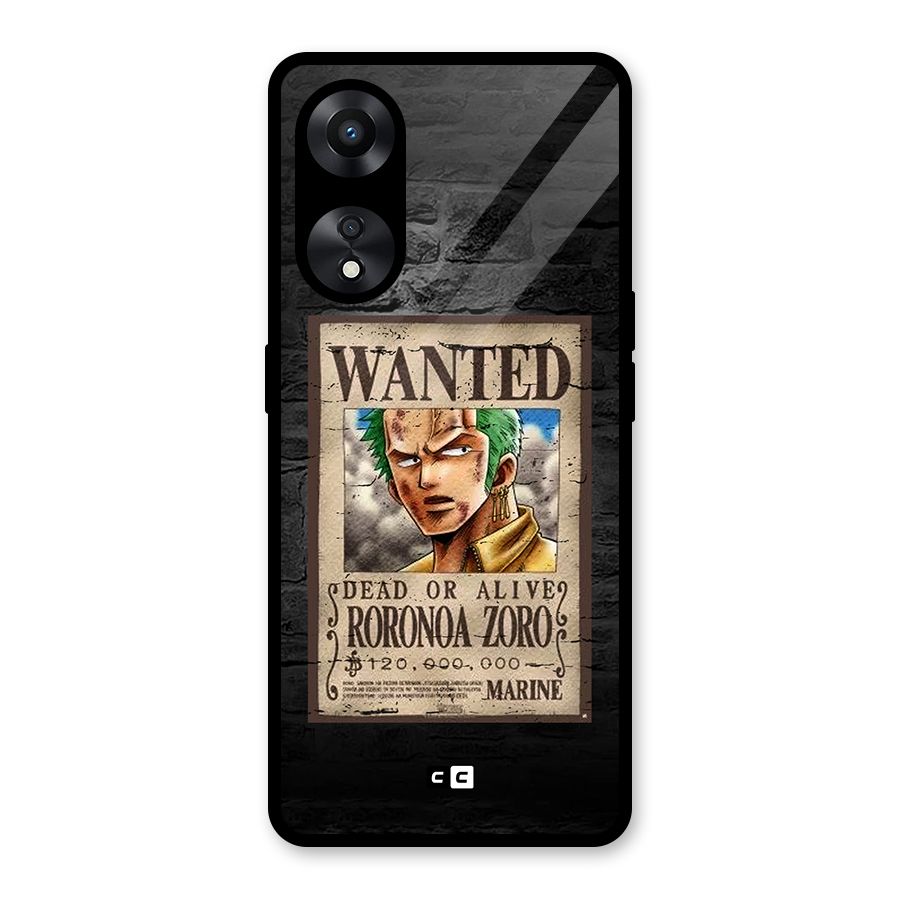 Zoro Wanted Glass Back Case for Oppo A78
