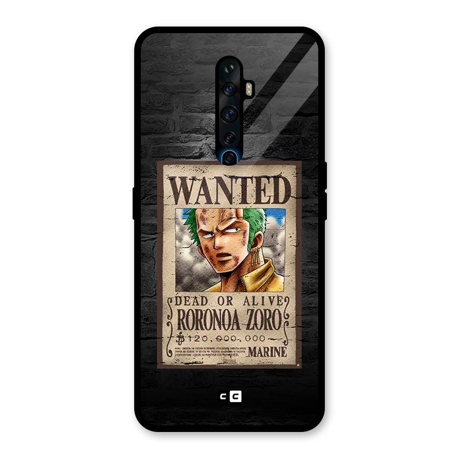 Zoro Wanted Glass Back Case for Oppo Reno2 Z