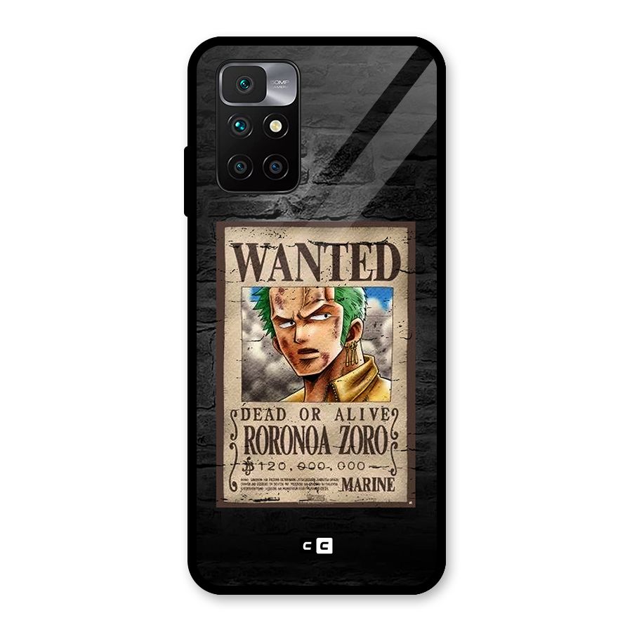 Zoro Wanted Glass Back Case for Redmi 10 Prime