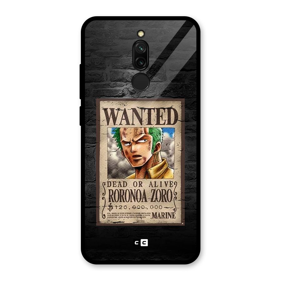 Zoro Wanted Glass Back Case for Redmi 8
