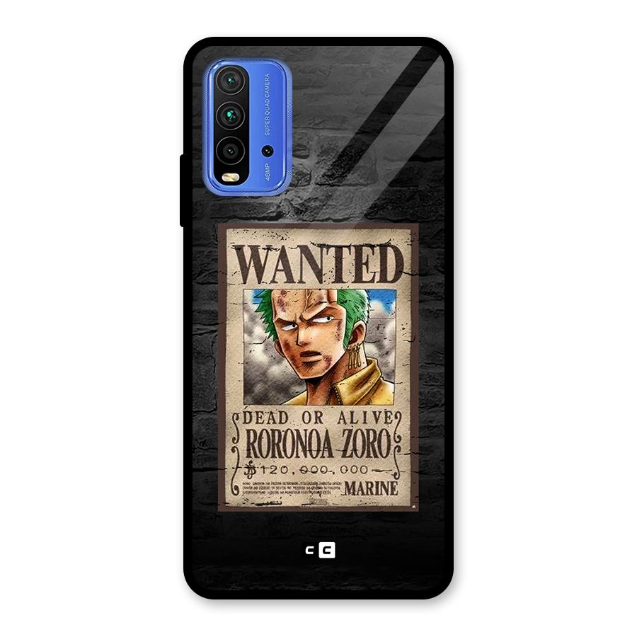 Zoro Wanted Glass Back Case for Redmi 9 Power