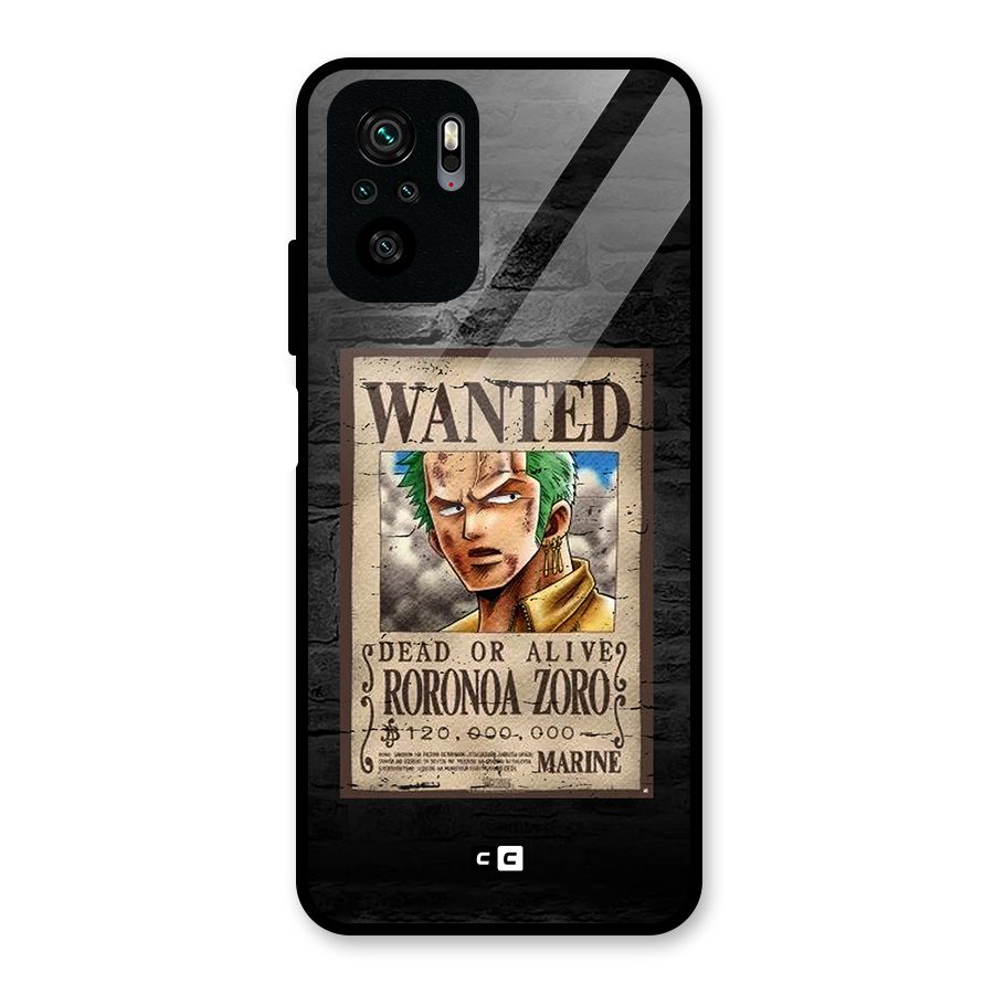 Zoro Wanted Glass Back Case for Redmi Note 10S