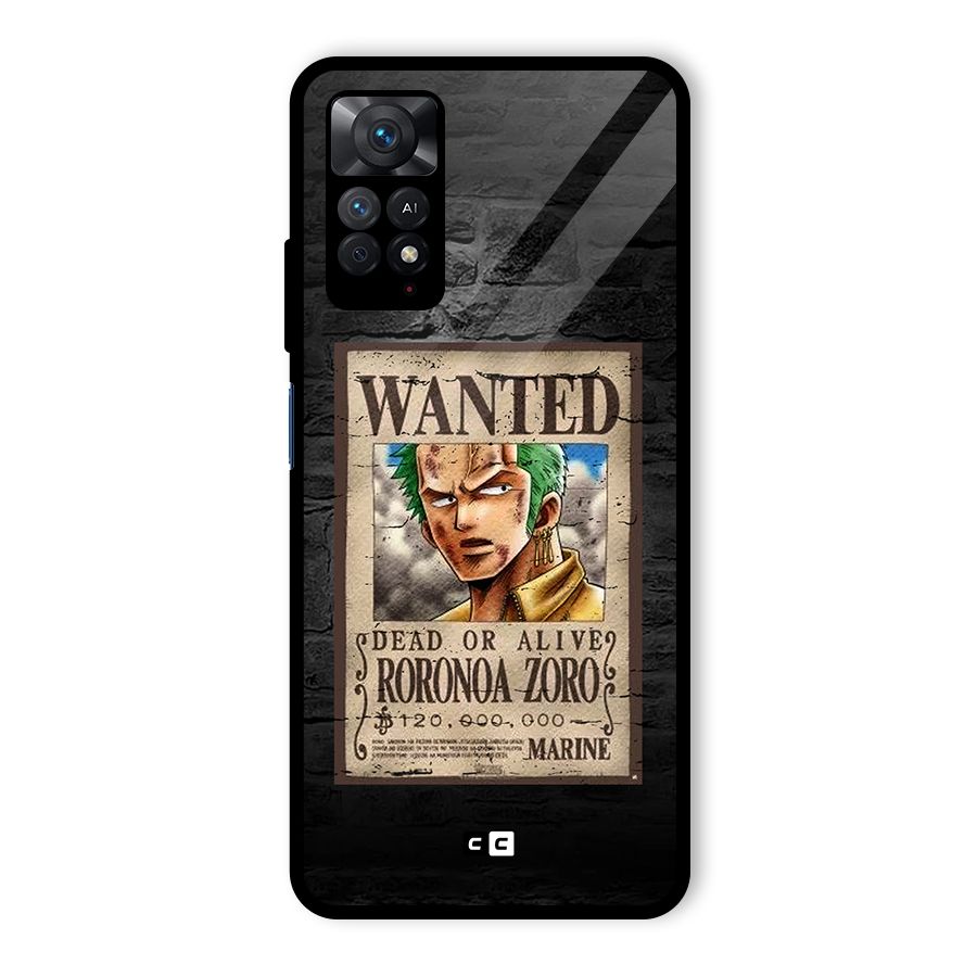 Zoro Wanted Glass Back Case for Redmi Note 11 Pro
