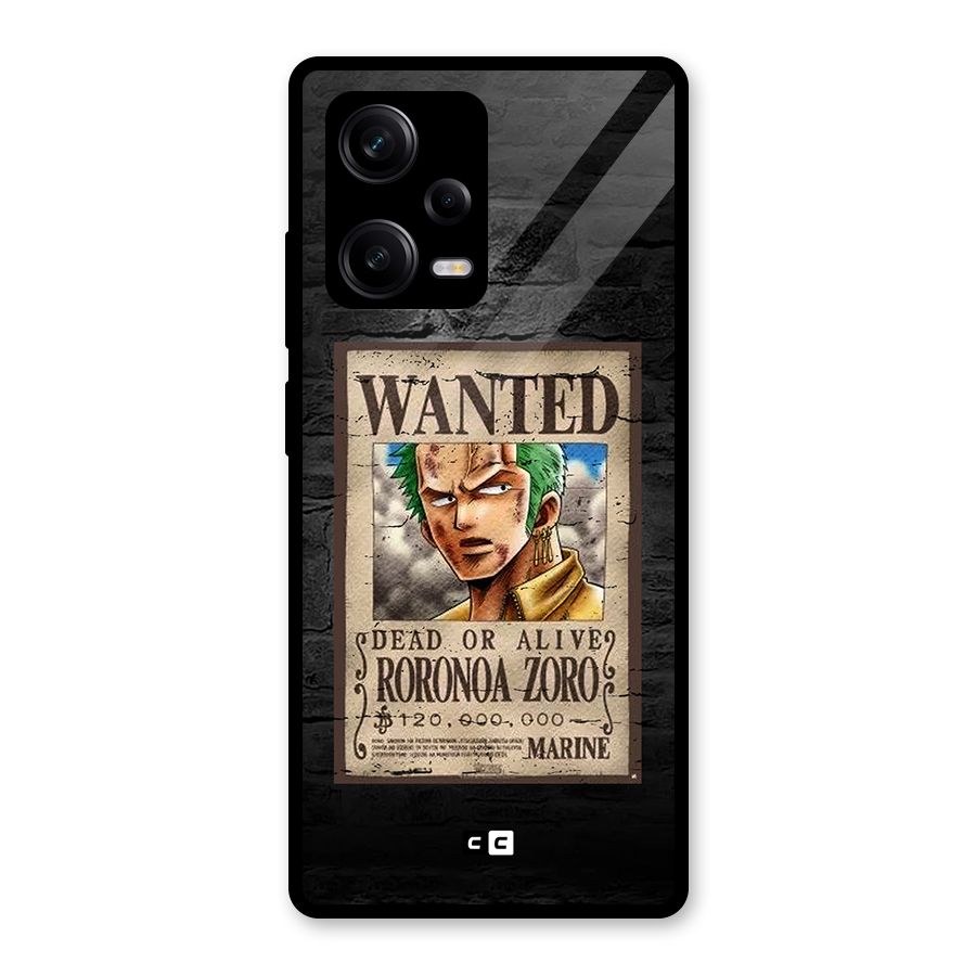 Zoro Wanted Glass Back Case for Redmi Note 12 Pro