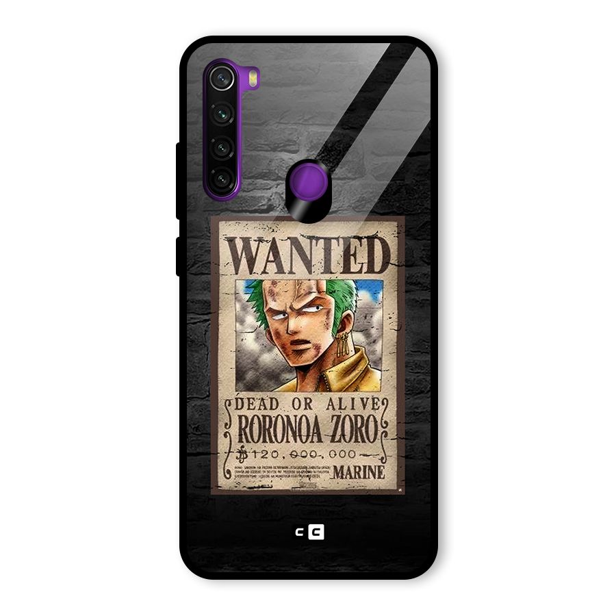 Zoro Wanted Glass Back Case for Redmi Note 8