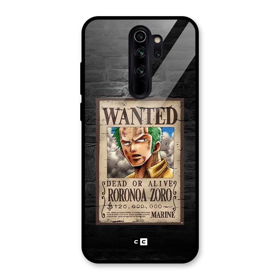 Zoro Wanted Glass Back Case for Redmi Note 8 Pro