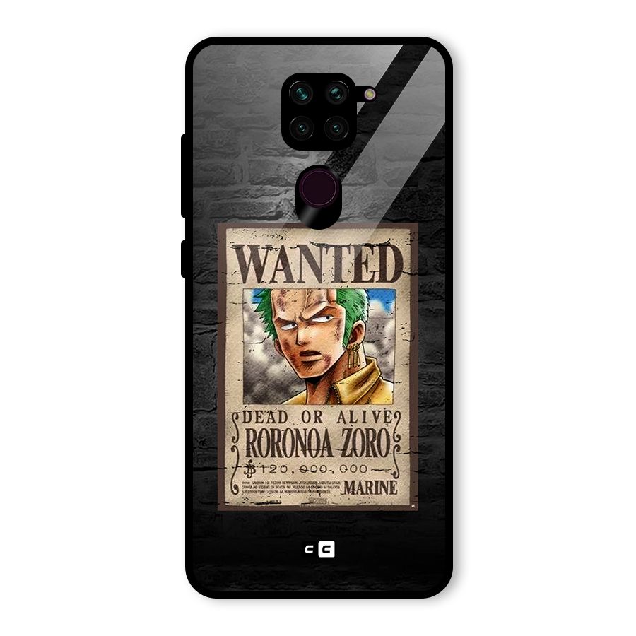 Zoro Wanted Glass Back Case for Redmi Note 9