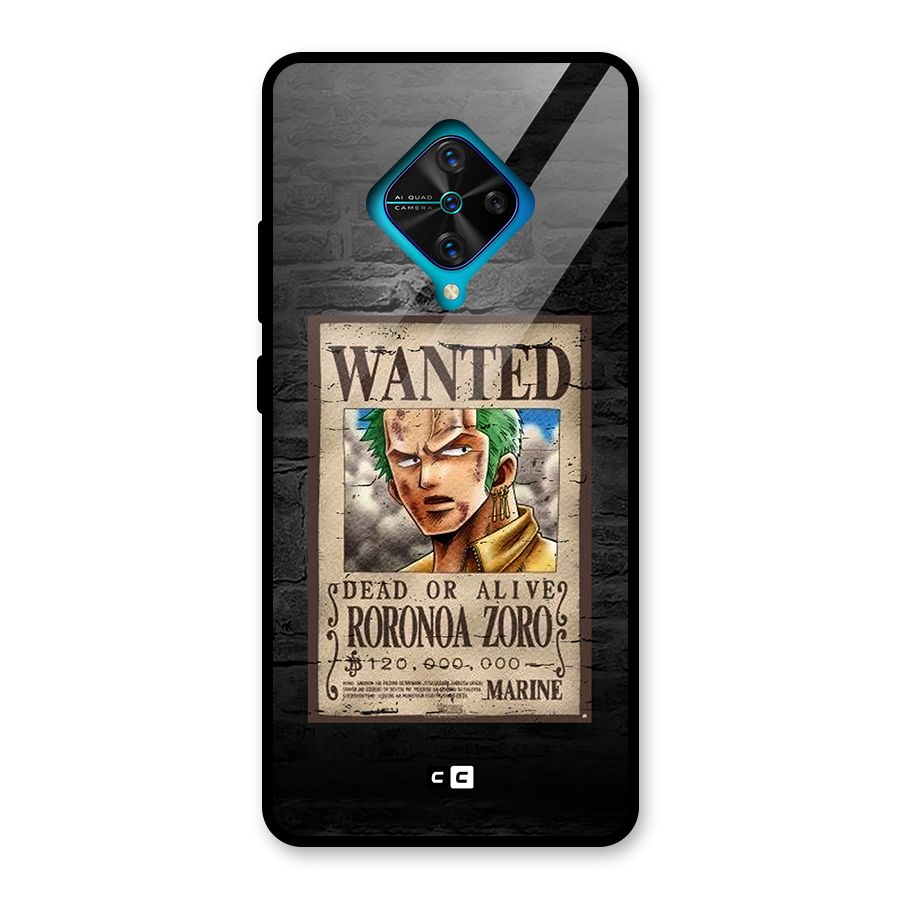 Zoro Wanted Glass Back Case for Vivo S1 Pro