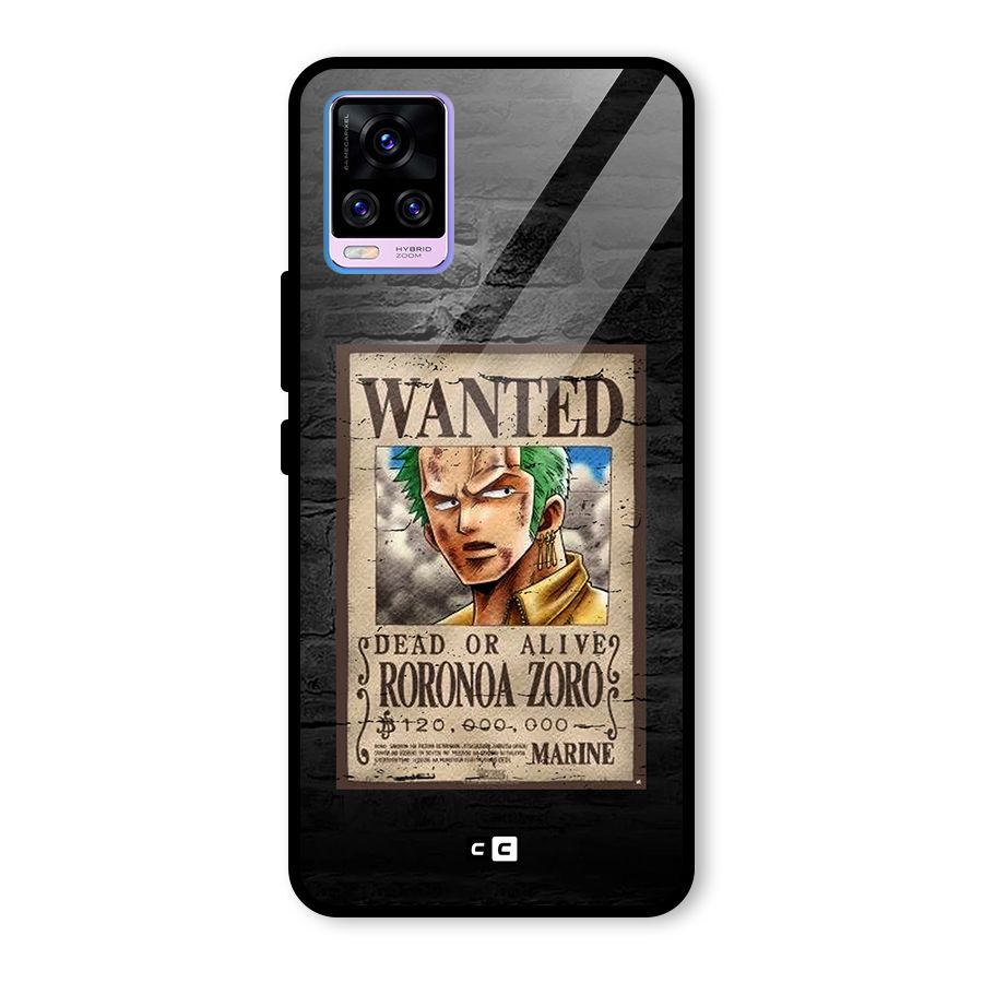 Zoro Wanted Glass Back Case for Vivo V20 Pro