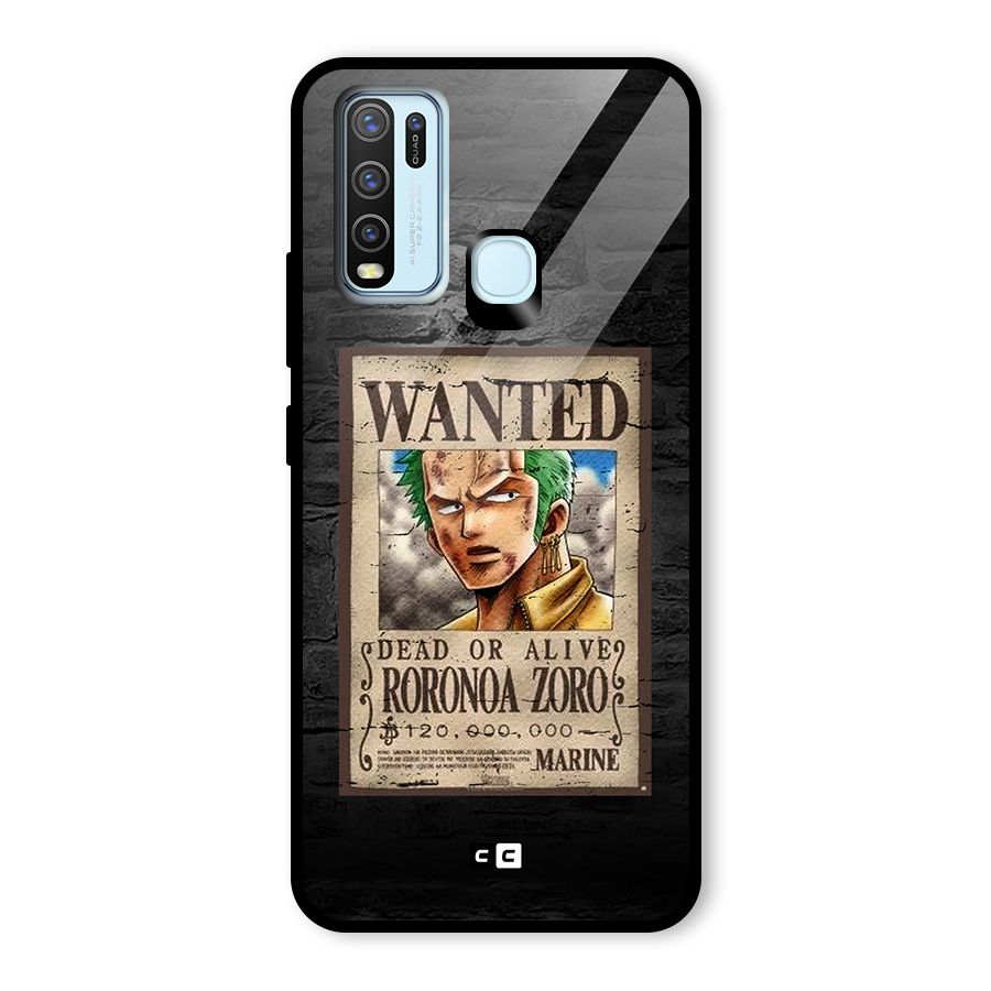 Zoro Wanted Glass Back Case for Vivo Y30