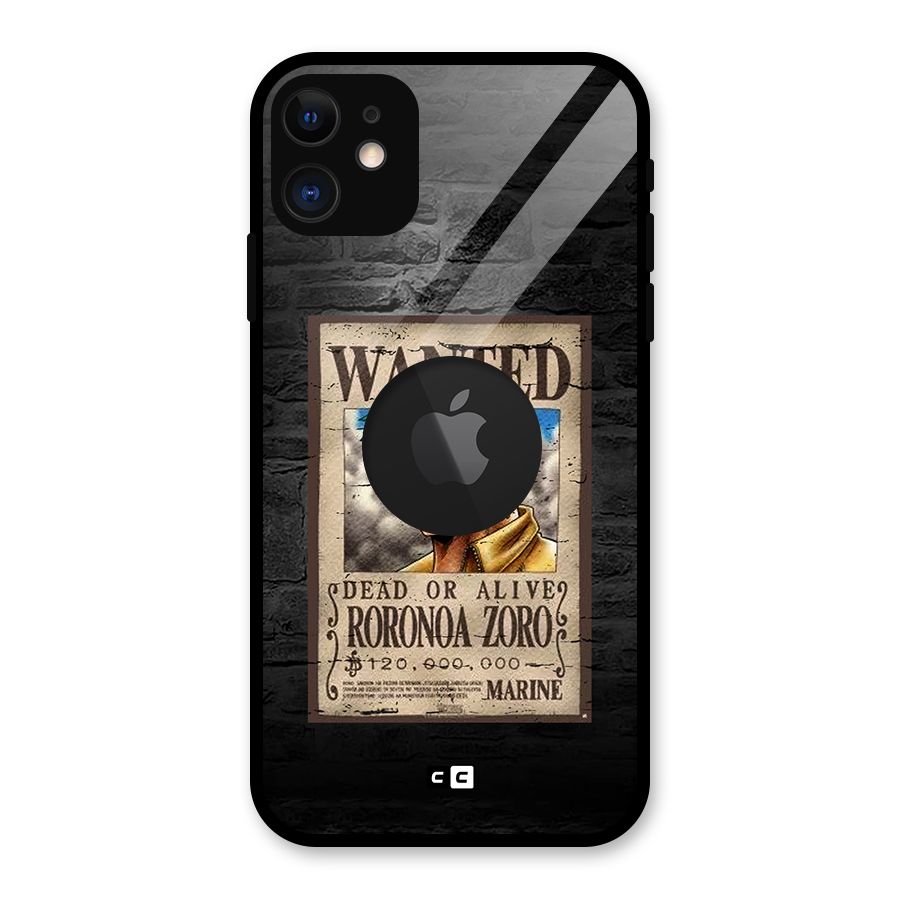 Zoro Wanted Glass Back Case for iPhone 11 Logo Cut