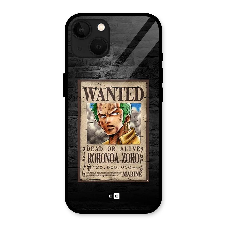 Zoro Wanted Glass Back Case for iPhone 13