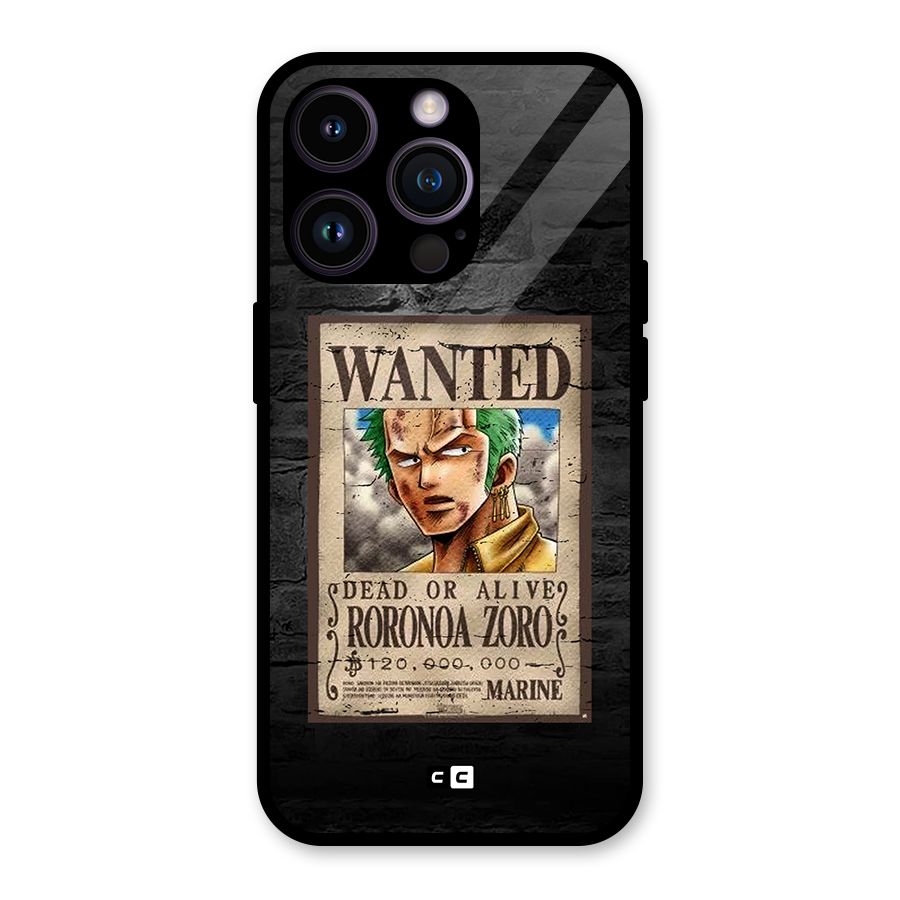 Zoro Wanted Glass Back Case for iPhone 14 Pro
