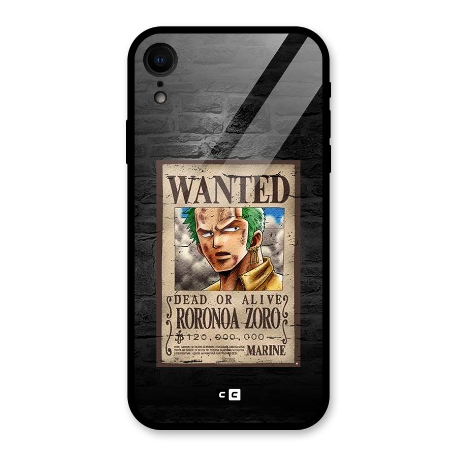 Zoro Wanted Glass Back Case for iPhone XR