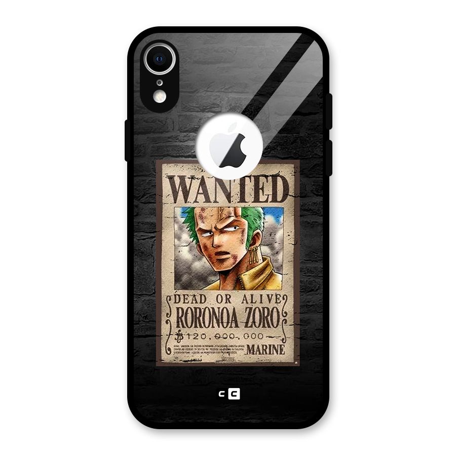 Zoro Wanted Glass Back Case for iPhone XR Logo Cut