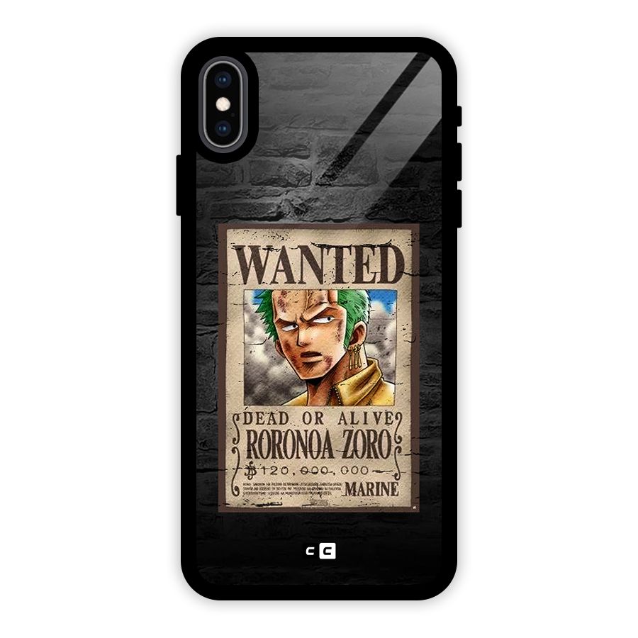 Zoro Wanted Glass Back Case for iPhone XS Max