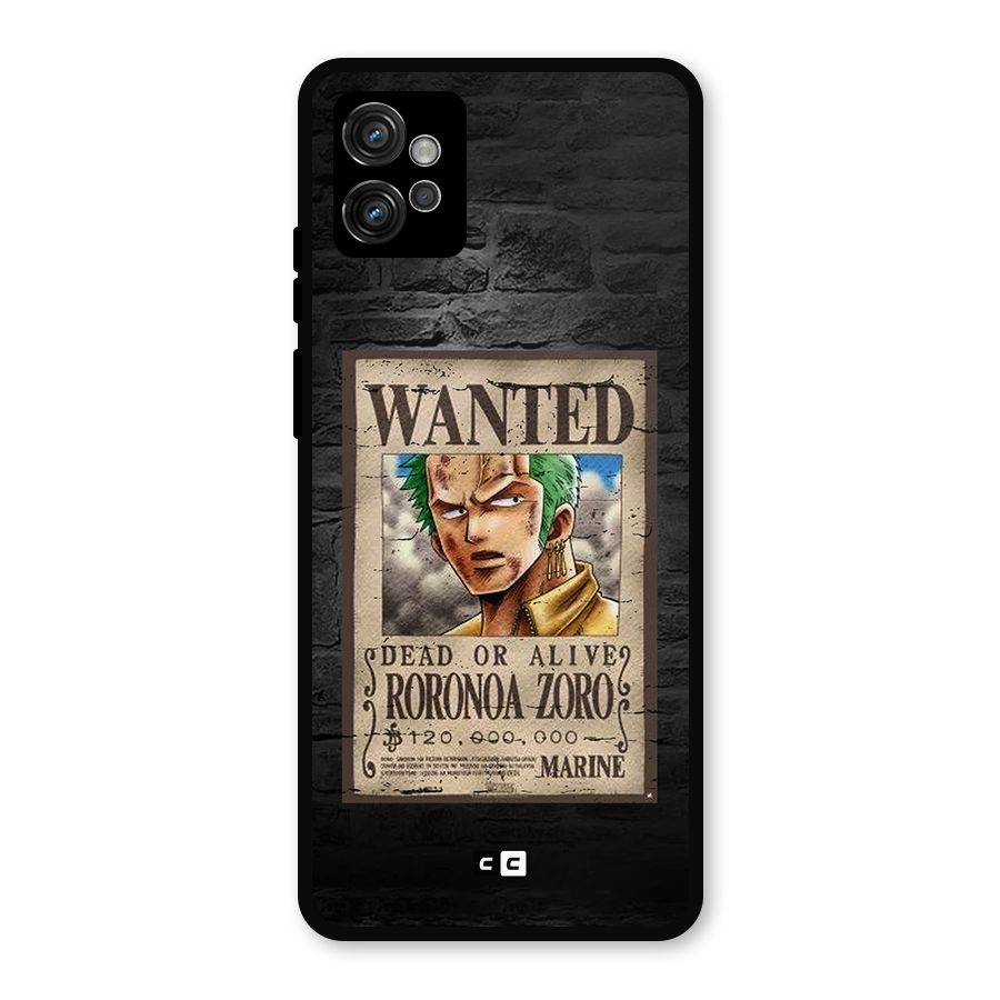 Zoro Wanted Metal Back Case for Moto G32