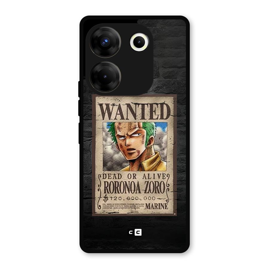 Zoro Wanted Metal Back Case for Tecno Camon 20 Pro
