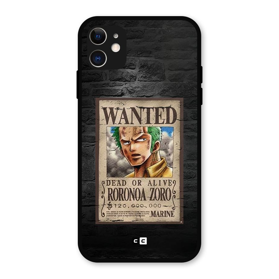 Zoro Wanted Metal Back Case for iPhone 11