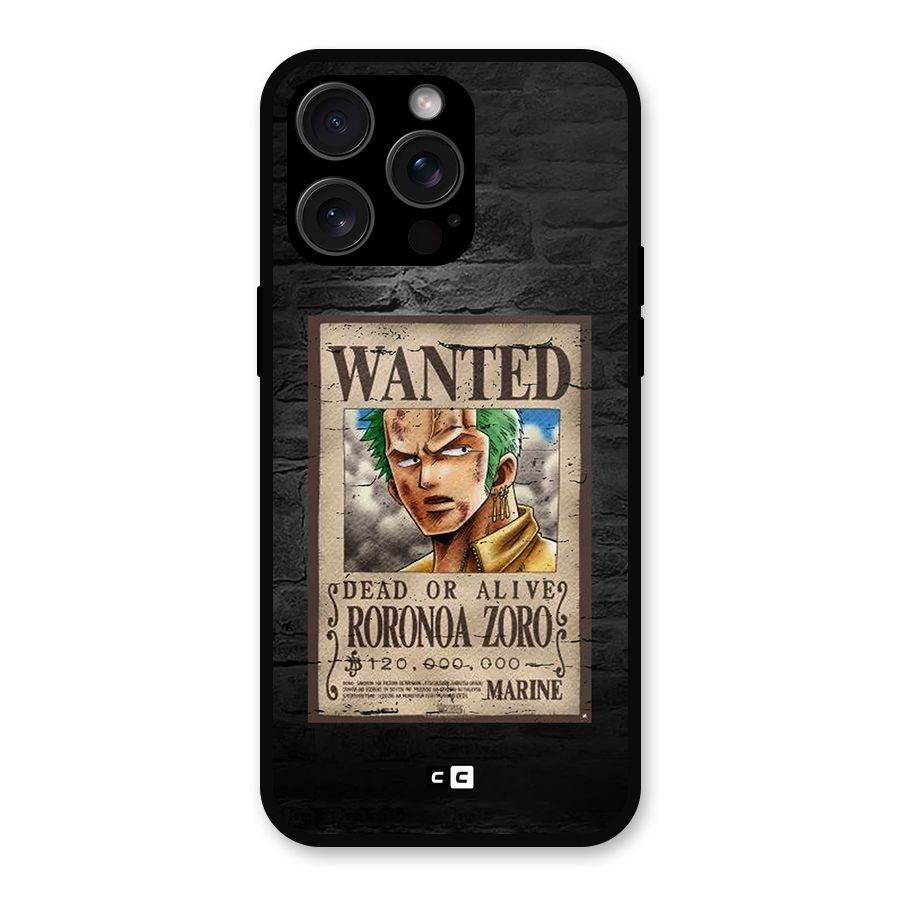 Zoro Wanted Metal Back Case for iPhone 15 Pro Max