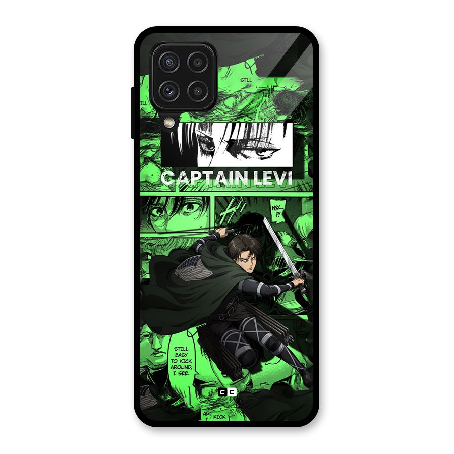 captain Levi Stance Glass Back Case for Galaxy A22 4G