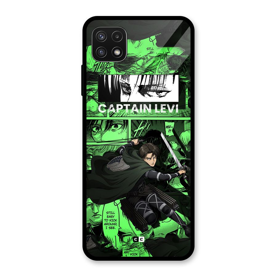 captain Levi Stance Glass Back Case for Galaxy A22 5G