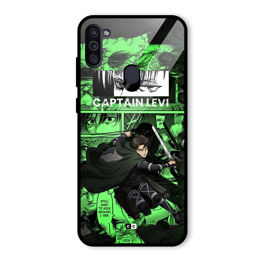 captain Levi Stance Glass Back Case for Galaxy M11