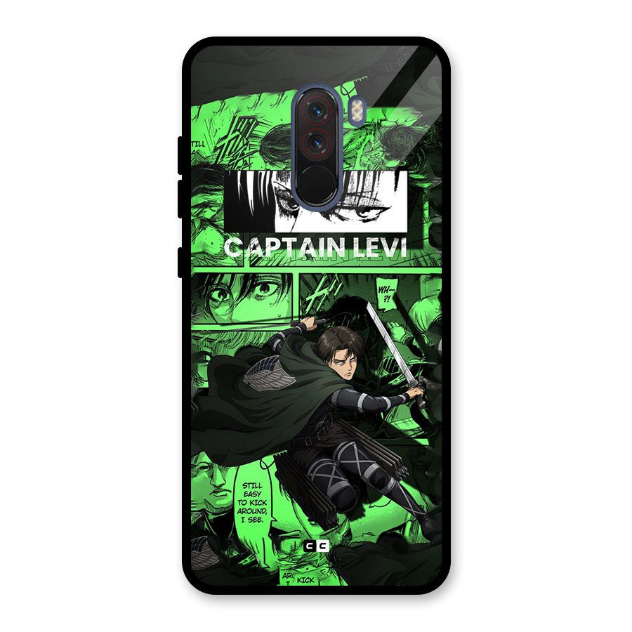 captain Levi Stance Glass Back Case for Poco F1