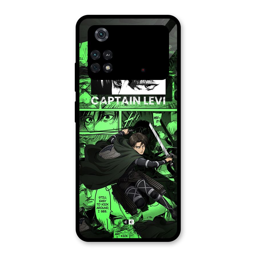 captain Levi Stance Glass Back Case for Poco M4 Pro 4G