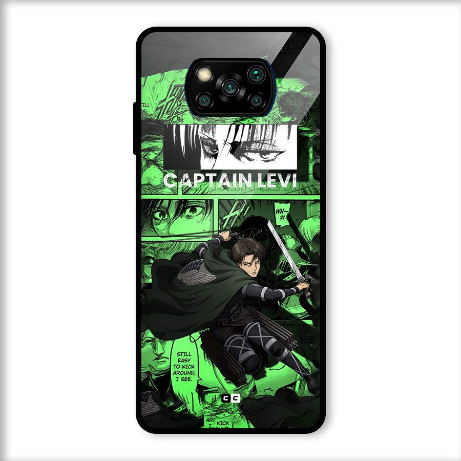 captain Levi Stance Glass Back Case for Poco X3