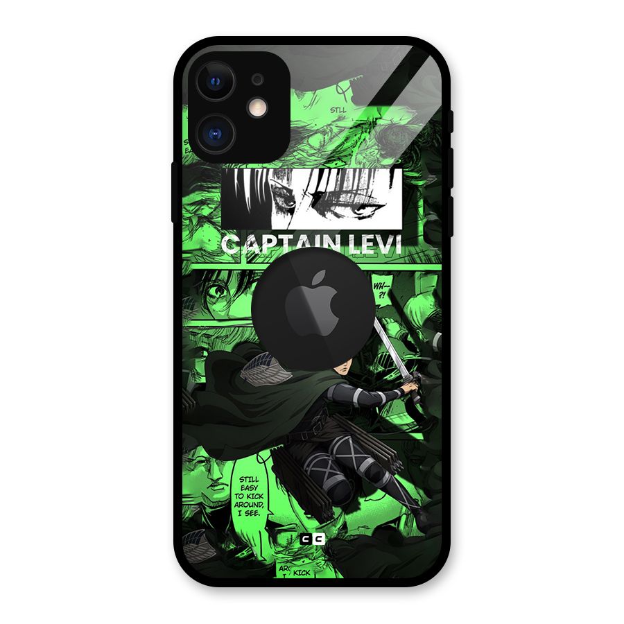 captain Levi Stance Glass Back Case for iPhone 11 Logo Cut