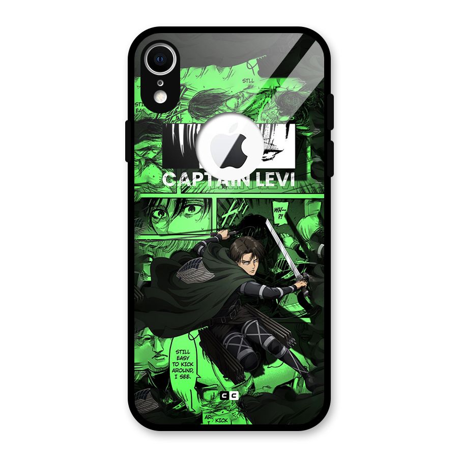 captain Levi Stance Glass Back Case for iPhone XR Logo Cut