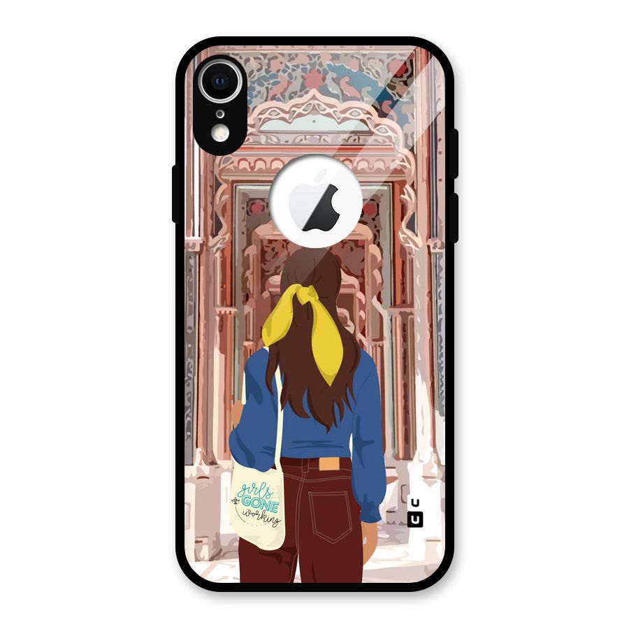 wonderful Girl Glass Back Case for iPhone XR Logo Cut