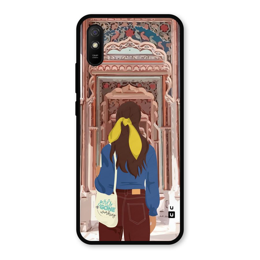 wonderful Girl Metal Back Case for Redmi 9a