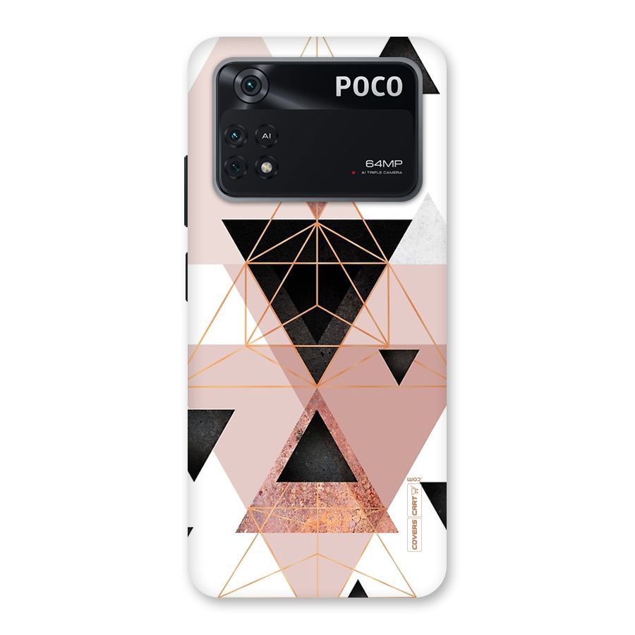 Abstract Rose Gold Triangles Back Case for Poco M4 Pro 4G