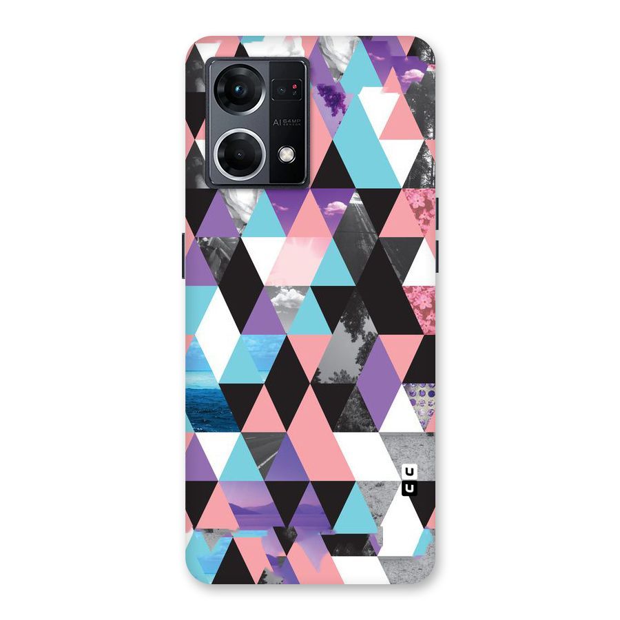 Abstract Splash Triangles Glass Back Case for Oppo F21 Pro 5G