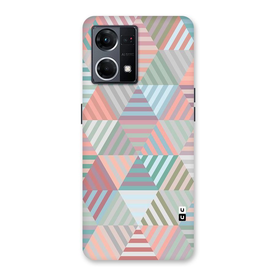 Abstract Triangle Lines Glass Back Case for Oppo F21 Pro 5G