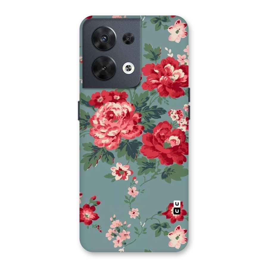 Aesthetic Floral Red Back Case for Oppo Reno8 5G