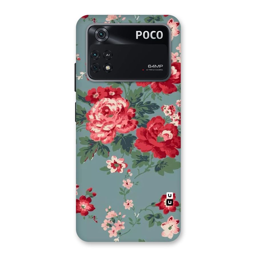 Aesthetic Floral Red Back Case for Poco M4 Pro 4G